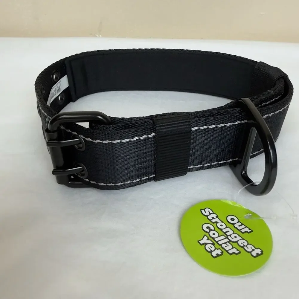 KONG Max Black Buckle Dog Collar Medium M Heavy Duty Adjustable 25.5x1.5 NWT